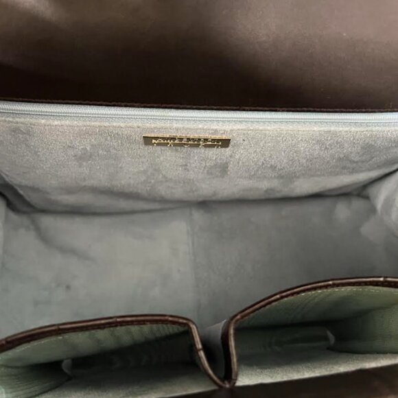 $7.5K LAMBERTSON TRUEX TIFFANY BROWN CROCODILE BOXCAR PURSE BAG - Picture 9 of 11